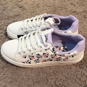 Disney White Sneakers with Lavender Lining and Minnie Print